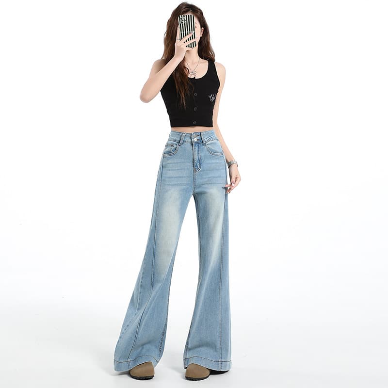 フレアパンツ 美脚効果抜群フレアデニム