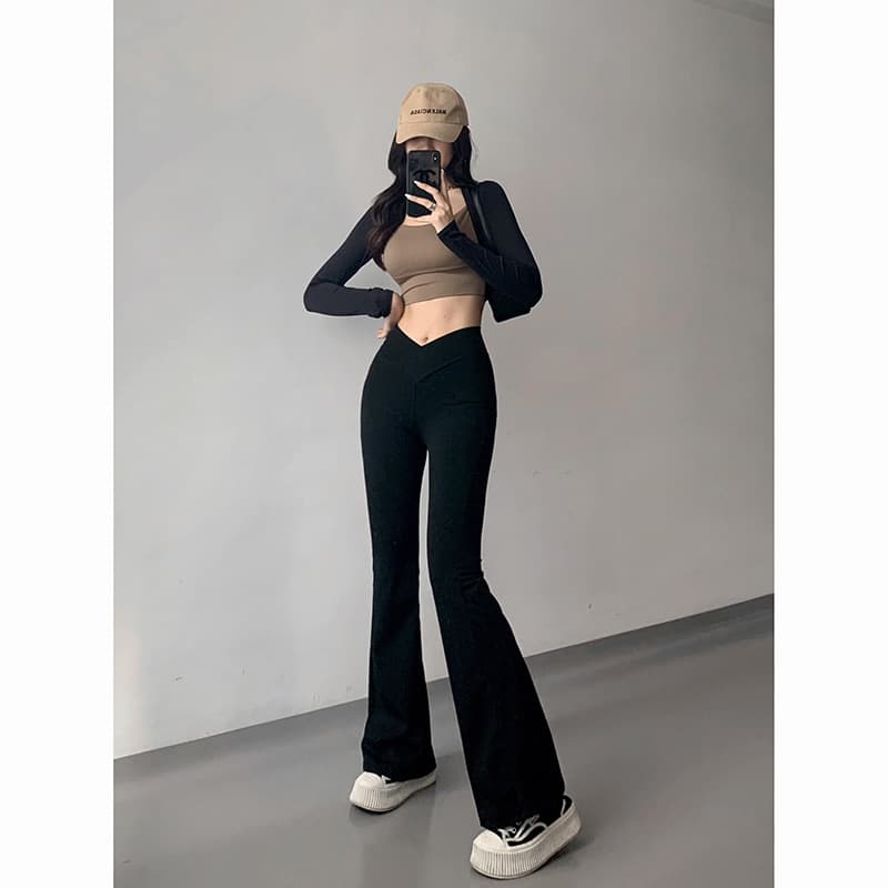 フレアパンツ 美脚シルエットフレアレギンス