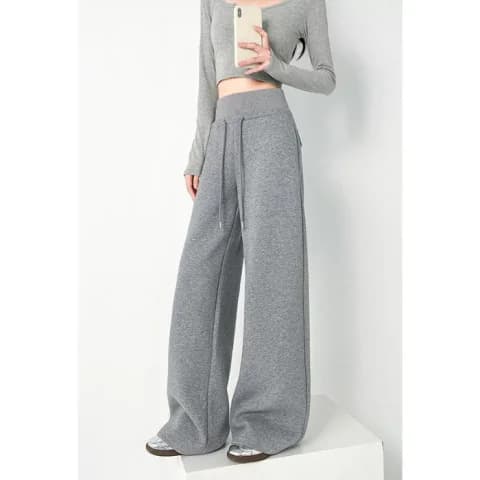 フレアパンツ ゆったり裾広がりあったかパンツ