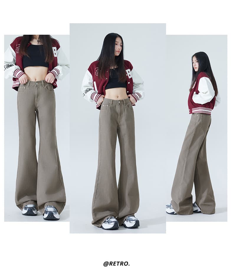フレアパンツ ハイウエストワイドシルエットフレアパンツ