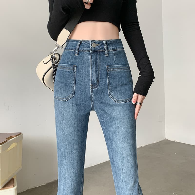 フレアパンツ 裏起毛温感フレアデニムパンツ