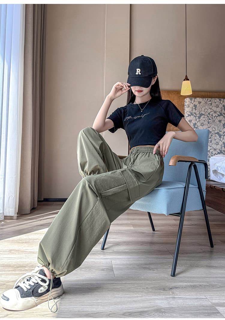 フレアパンツ カーゴポケット付きフレアスウェット