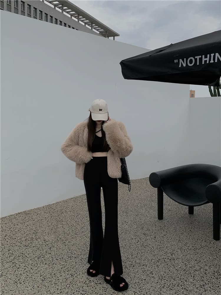 着痩せ効果抜群 秋冬 裾広がりスラックス フレアパンツ