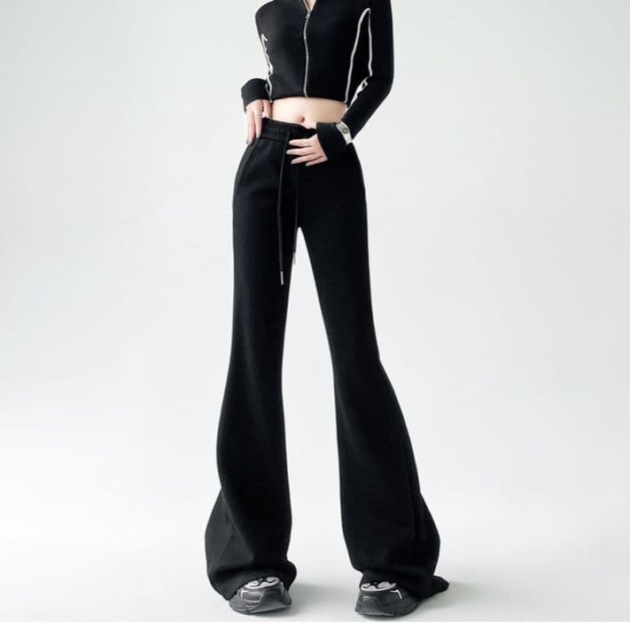 フレアパンツ すらりと美脚フレアスウェットパンツ