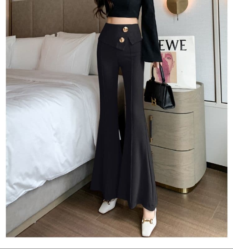 フレアパンツ 美麗シルエット フレアスラックス