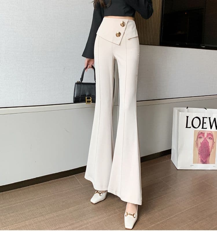 フレアパンツ 美麗シルエット フレアスラックス