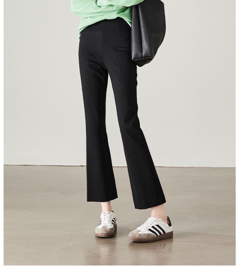 フレアパンツ 伸縮自在フレアスラックス