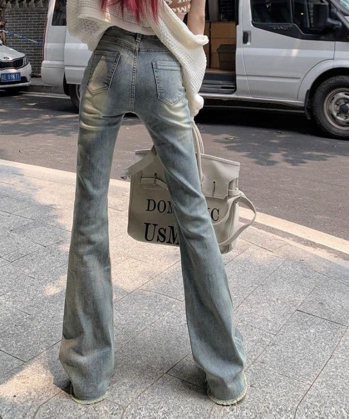 フレアパンツ 美脚演出ヴィンテージフレアデニム