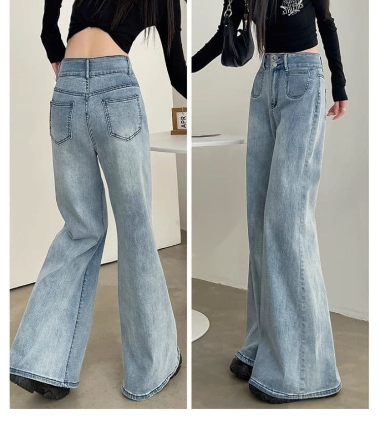 フレアパンツ 大人の美脚フレアデニム