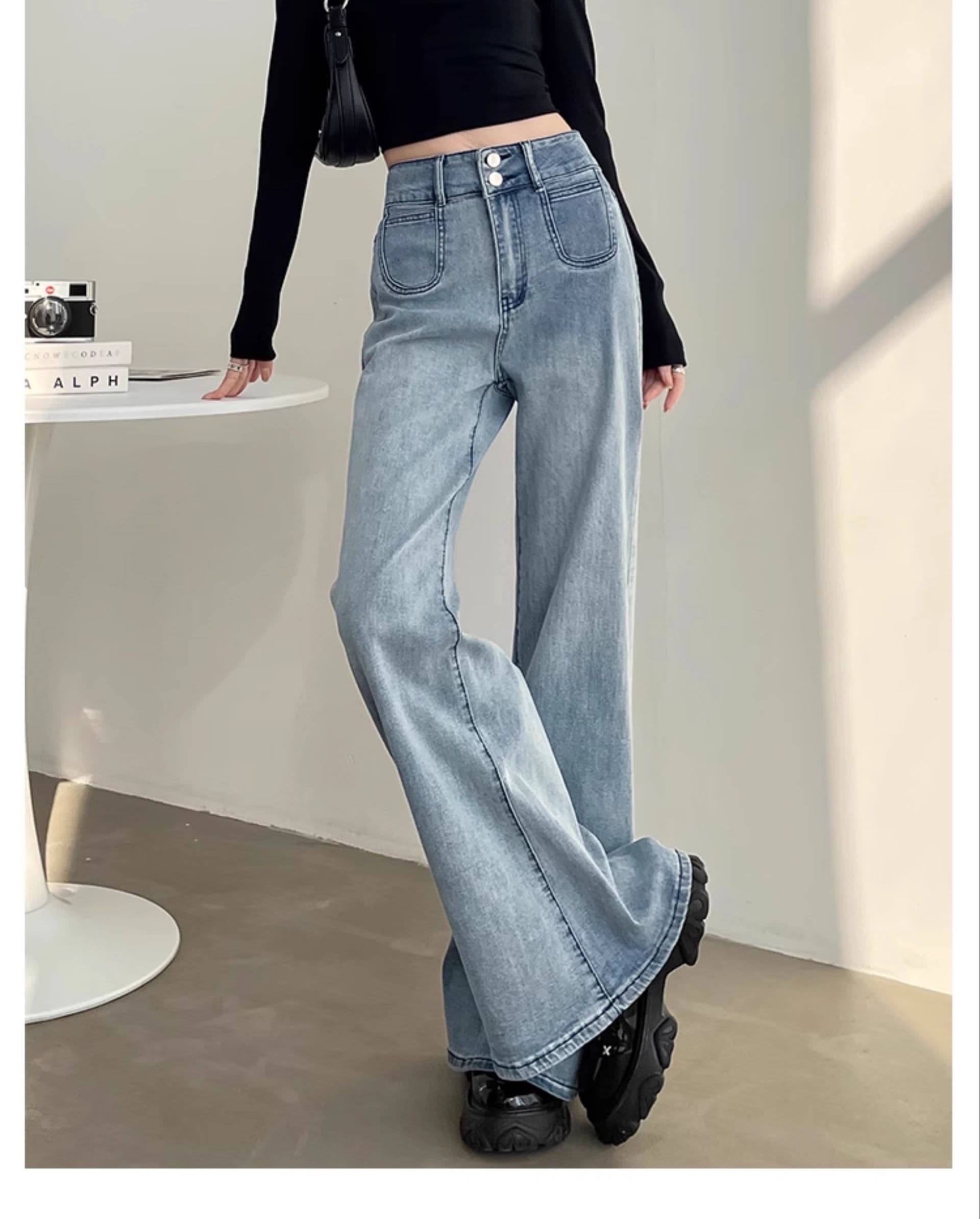 フレアパンツ 大人の美脚フレアデニム