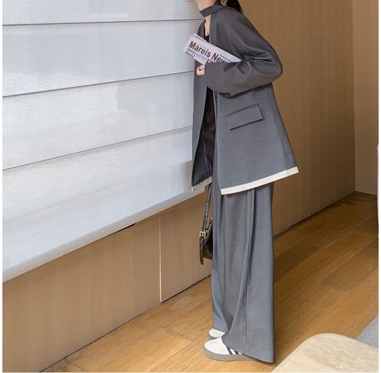 フレアパンツ 洗練フレアワイドスーツセット