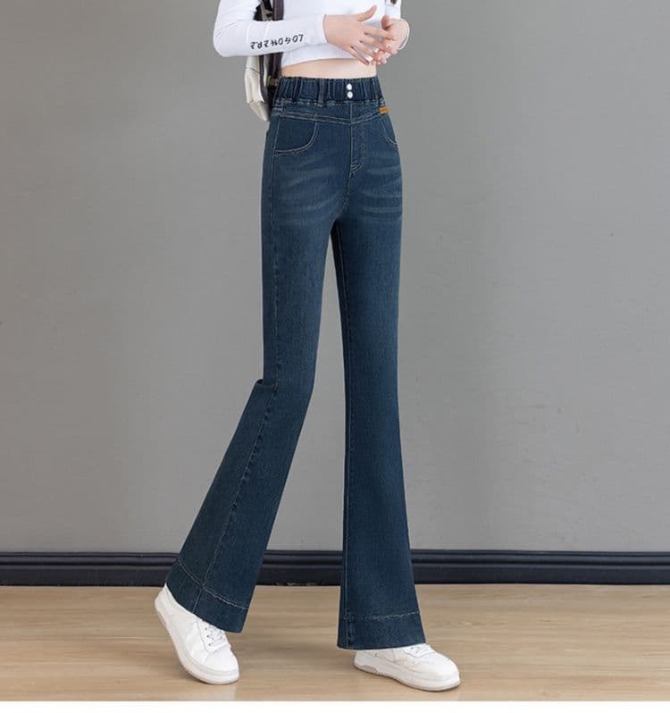 フレアパンツ 高腰ゆったりフレアデニム