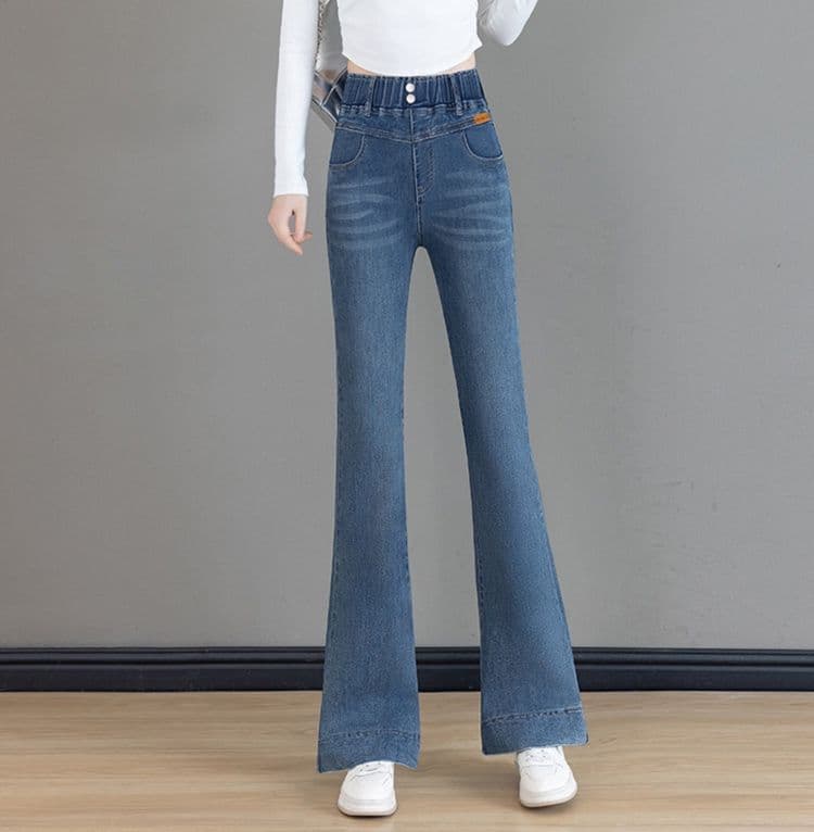 フレアパンツ 高腰ゆったりフレアデニム