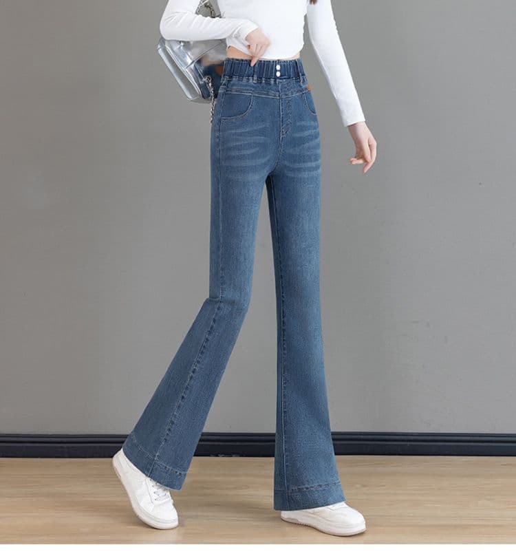フレアパンツ 高腰ゆったりフレアデニム