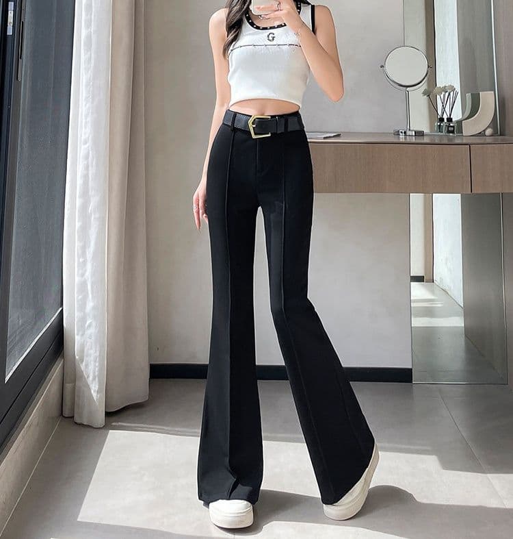 フレアパンツ 美脚効果 優雅フレアスラックス