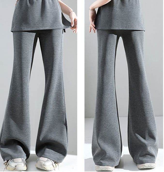 フレアパンツ 重ね着風フレアスウェットパンツ