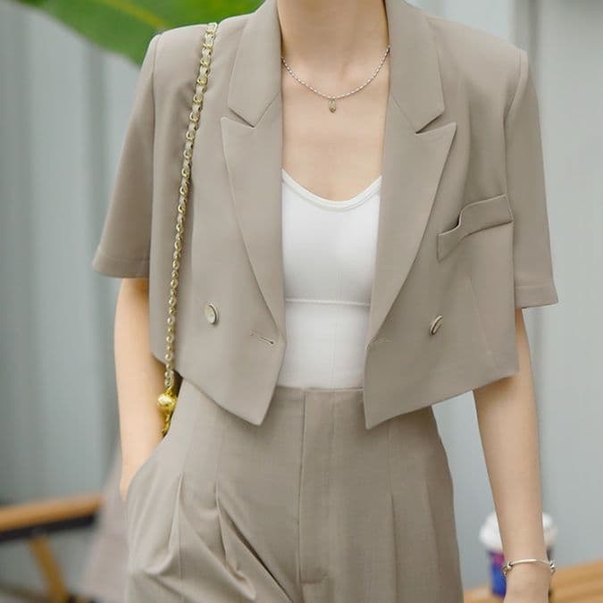 フレアパンツ 涼やかショート丈フレアパンツスーツ