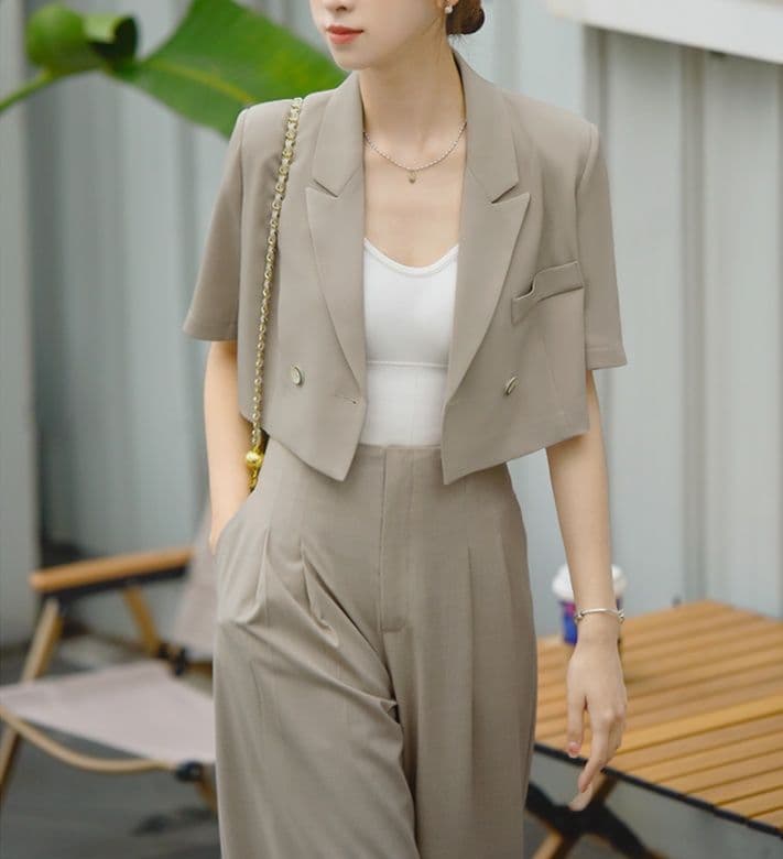 フレアパンツ 涼やかショート丈フレアパンツスーツ