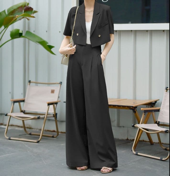 フレアパンツ 涼やかショート丈フレアパンツスーツ
