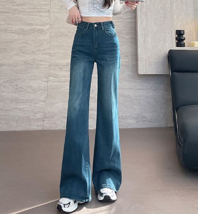 フレアパンツ 脚長効果抜群フレアデニム