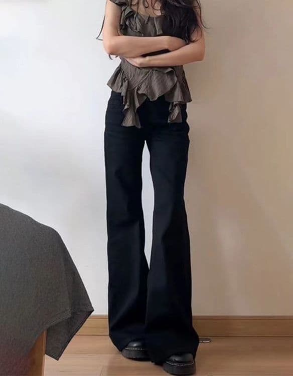 フレアパンツ レトロ美脚フレアデニム