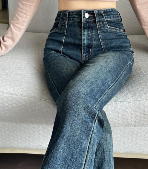 フレアパンツ すらっと美脚フレアデニム