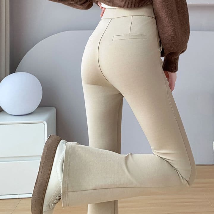 フレアパンツ 美脚効果高級感フレアパンツ