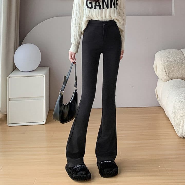 フレアパンツ 美脚効果高級感フレアパンツ