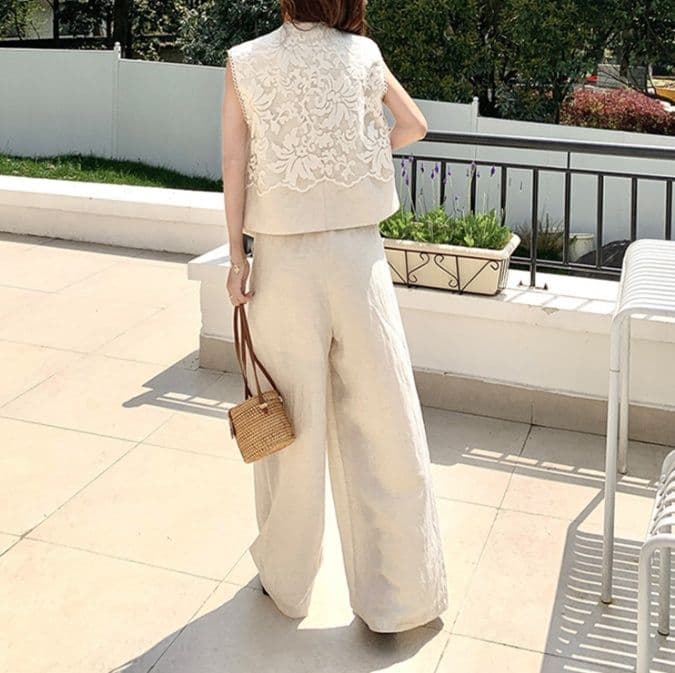 フレアパンツ 刺繍ベスト付きフレアパンツスーツ