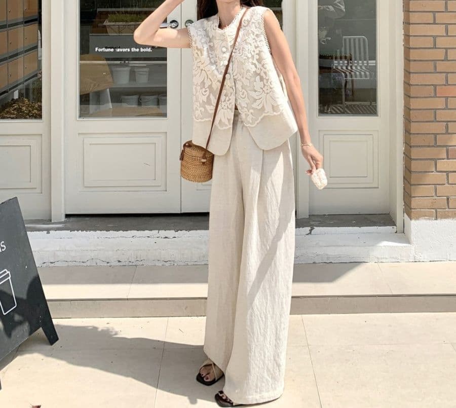 フレアパンツ 刺繍ベスト付きフレアパンツスーツ