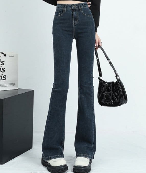 フレアパンツ 美脚効果抜群 細身フレアデニム