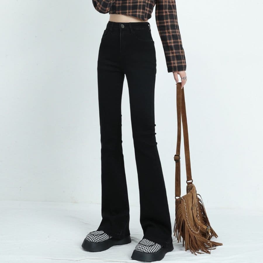 フレアパンツ 美脚効果抜群 細身フレアデニム