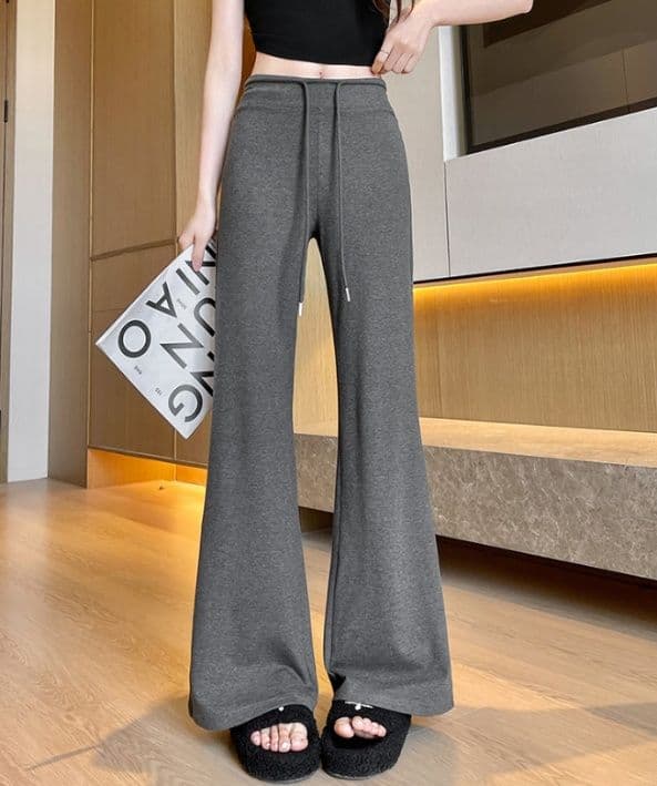 フレアパンツ ゆったり美脚フレアスウェットパンツ