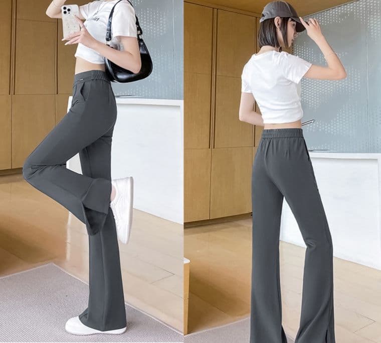 フレアパンツ なめらか美脚フレアスラックス