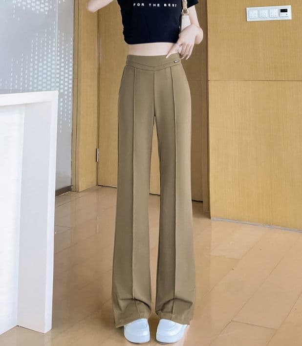 フレアパンツ なめらか美脚フレアスラックス