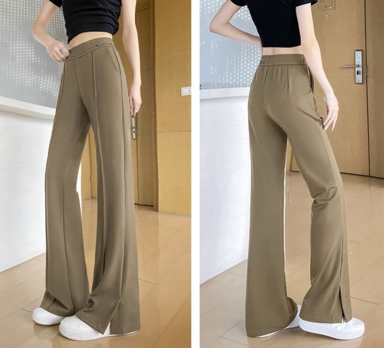 フレアパンツ なめらか美脚フレアスラックス