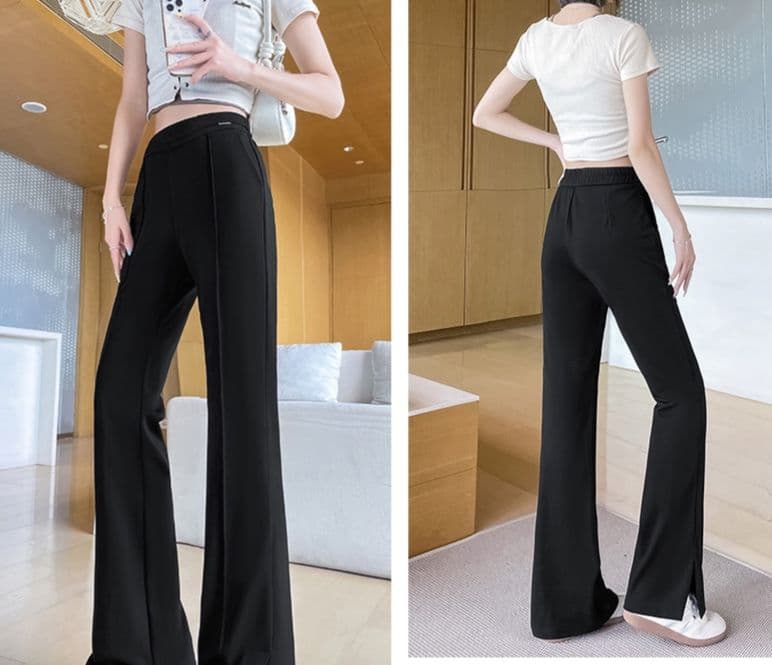 フレアパンツ なめらか美脚フレアスラックス