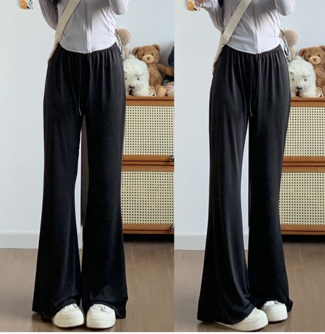 フレアパンツ 優雅なドレープフレアスウェット