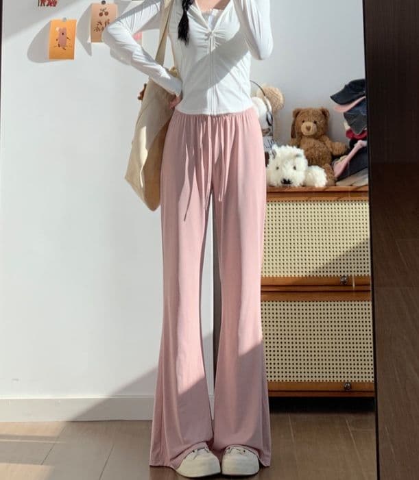 フレアパンツ 優雅なドレープフレアスウェット