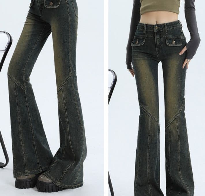 フレアパンツ 美脚効果抜群フレアデニム