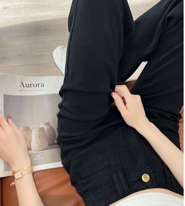 フレアパンツ 美脚演出ベルボトムデニム