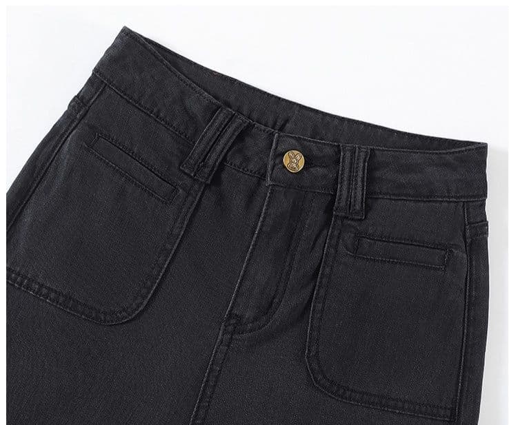 フレアパンツ 美脚演出ベルボトムデニム