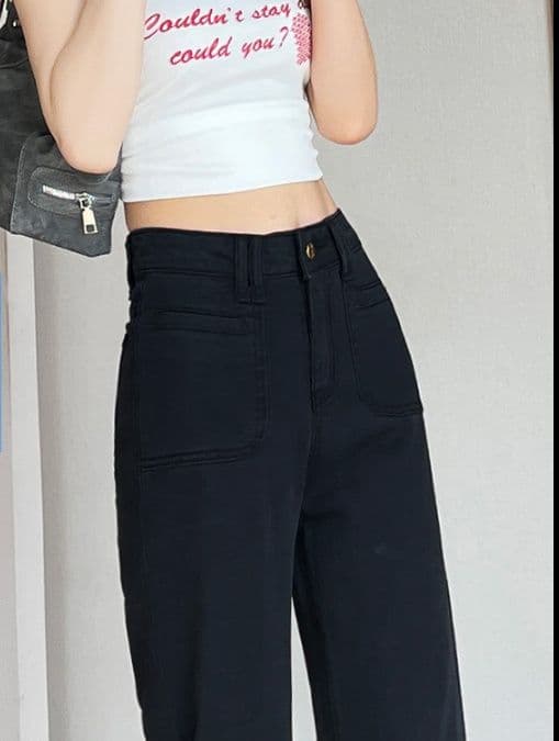 フレアパンツ 美脚演出ベルボトムデニム