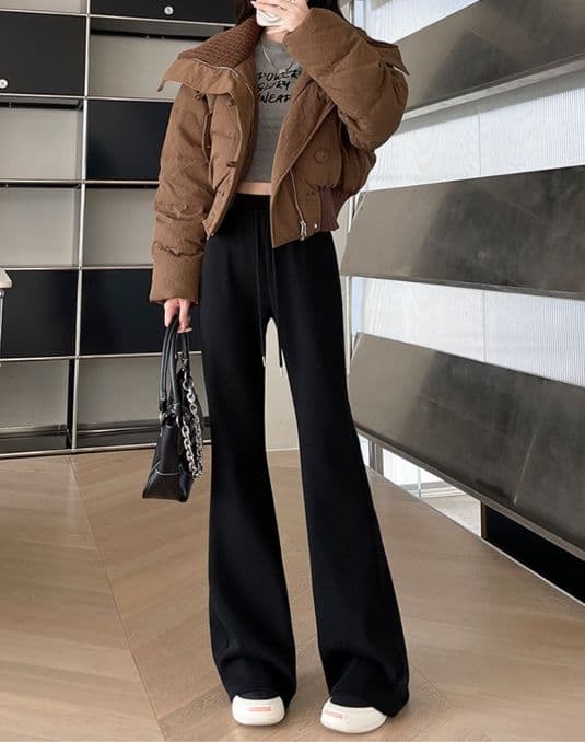 フレアパンツ ゆったりワイドシルエット裾広がりスウェット