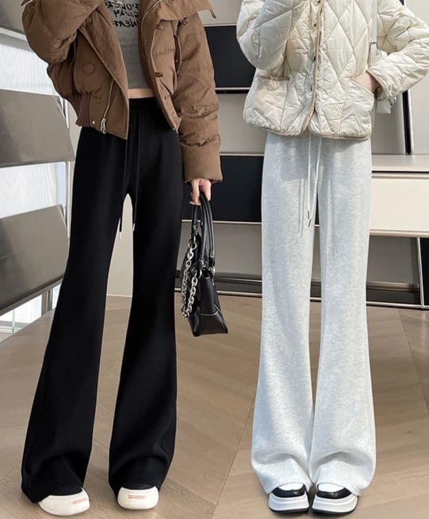 フレアパンツ ゆったりワイドシルエット裾広がりスウェット