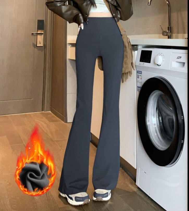 フレアパンツ 裏起毛フレア美脚レギンス