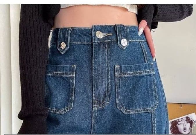 フレアパンツ 復刻風ハイウエストワイドフレア長丈デニム