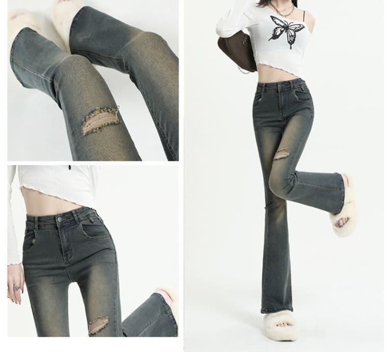 フレアパンツ 美脚効果抜群ヴィンテージ風フレア