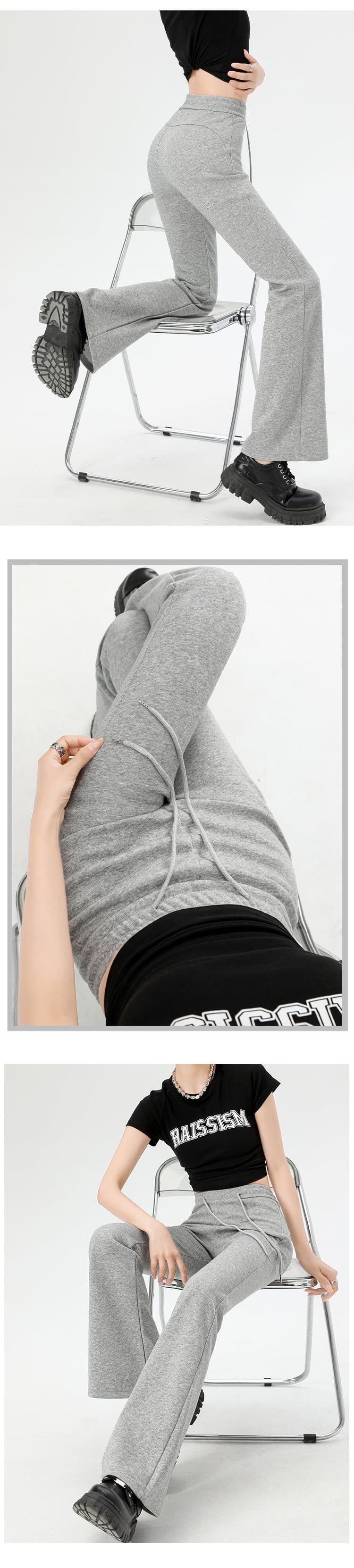 フレアパンツ 高腰ゆったりフレアパンツ