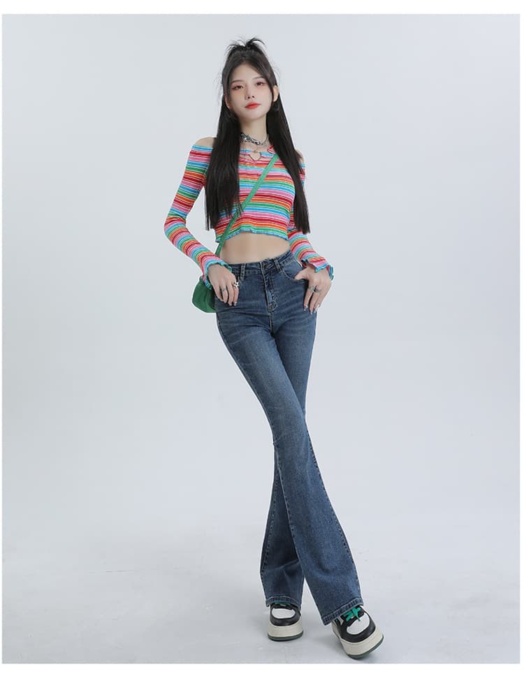 フレアパンツ 優美シルエットデニムフレア